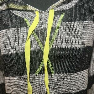 Vintage Havana Striped Beach Hoodie Sweater with Neon Accents - M